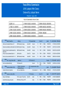 Texas Ethics Commission 2018 Lobbyist with Clients Ordered by Lobbyist Name Printed on Aug 5, 2019 Key for Compensation Amount Codes