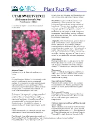 UTAH SWEETVETCH State Noxious Status, and Wetland Indicator Values)