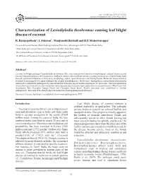Characterization of Lasiodiplodia Theobromae Causing Leaf Blight Disease of Coconut R