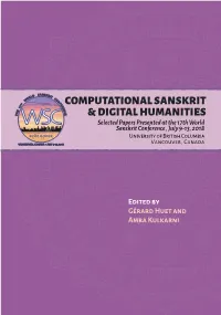 Computational Sanskrit & Digital Humanities