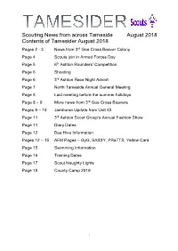 Scouting News from Across Tameside August 2018 Contents of Tamesider