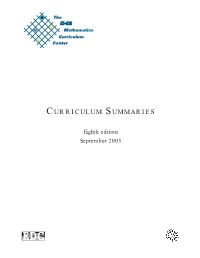 Standards-Based Curriculum Summaries