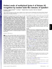 Distinct Mode of Methylated Lysine-4 of Histone H3 Recognition by Tandem Tudor-Like Domains of Spindlin1