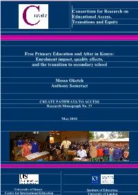 Enrolment Impact, Quality Effects, and the Transition to Secondary School