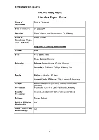 GAA Oral History Project Interview Report Form