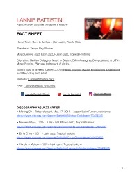 LANNIE BATTISTINI Pianist, Arranger, Composer, Songwriter, & Producer ______FACT SHEET