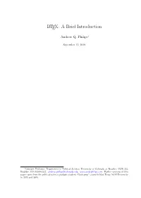 LATEX: a Brief Introduction