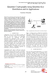 Quantum Cryptography Using Quantum Key Distribution and Its Applications