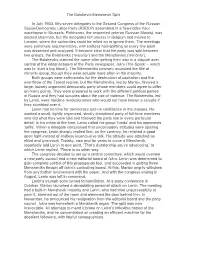 The Bolshevik-Menshevik Split in July 1903, Fifty-Seven Delegates to The
