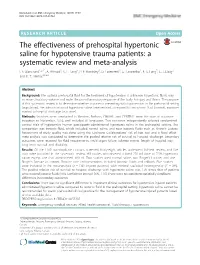The Effectiveness of Prehospital Hypertonic Saline for Hypotensive Trauma Patients: a Systematic Review and Meta-Analysis I