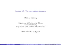 The Isomorphism Theorems