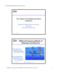 The Status of Gravitational-Wave Detectors Different Frequency