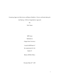 1 Examining Opposition Movements and Regime Stability in Tunisia And