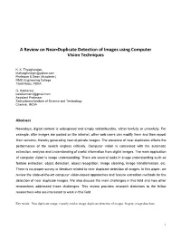 A Review on Near-Duplicate Detection of Images Using