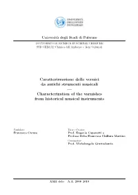 Characterization of the Varnishes from Historical Musical Instruments