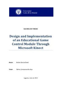 Design and Implementation of an Educational Game Control Module Through Microsoft Kinect