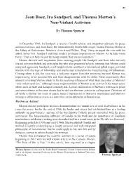 Joan Baez, Ira Sandperl, and Thomas Merton's Non-Violent Activism