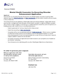 Mental Health Counselor Co-Occurring Disorder Enhancement Application