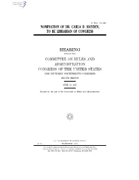 Nomination of Dr. Carla D. Hayden, to Be Librarian of Congress