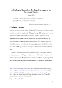 Aristotle As a Name-Giver: the Cognitive Aspect of His Theory and Practice