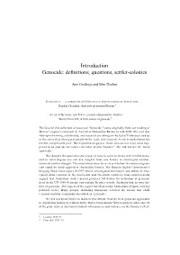 Introduction: Genocide: Definitions, Questions, Settler-Coloni