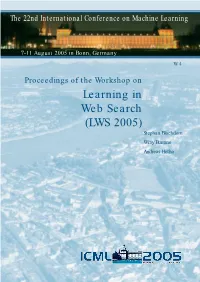 Proceedings of Learning in Web Search (LWS 2005)
