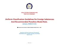 Uniform Classification Guidelines for Foreign Substances and Recommended Penalties Model Rule