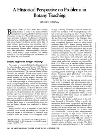 A Historical Perspective on Problems in Botany Teaching