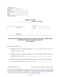 Answer & Counterclaim for Annulment