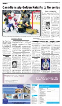 Canadiens Pip Golden Knights to Tie Series