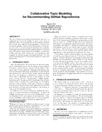 Collaborative Topic Modeling for Recommending Github Repositories
