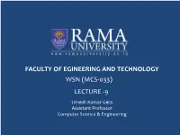 Faculty of Egineering and Technology Lecture -9