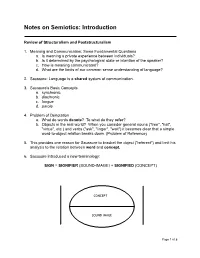 Notes on Semiotics: Introduction