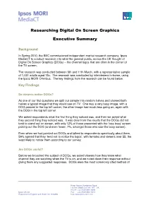 Researching Digital on Screen Graphics Executive Sum M Ary