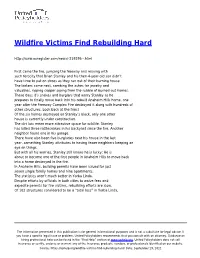 Wildfire Victims Find Rebuilding Hard