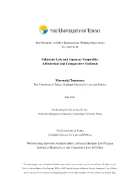 Fiduciary Law and Japanese Nonprofits: a Historical and Comparative Synthesis