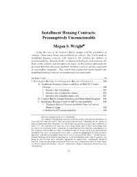 Installment Housing Contracts: Presumptively Unconscionable