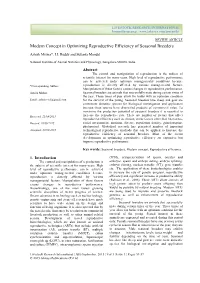 Modern Concept in Optimizing Reproductive Efficiency of Seasonal Breeders