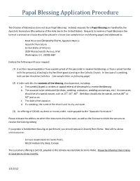 Papal Blessing Application Procedure