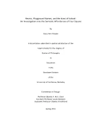 Recess, Playground Games, and the Aims of School: an Investigation Into the Semiotic Affordances of Four Square
