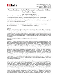 Teacher Gender and Student Performance in Mathematics