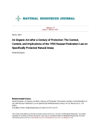 The Context, Content, and Implications of the 1995 Russian Federation Law on Specifically Protected Natural Areas