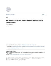 The Numbers Game - the Use and Misuse of Statistics in Civil Rights Litigation