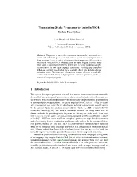 Translating Scala Programs to Isabelle/HOL (System
