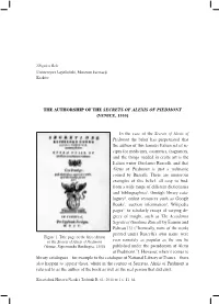 (VENICE, 1555) in the Case of the Secrets of Alexis of Piedmont The