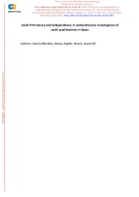Audit Firm Tenure and Independence: a Comprehensive Investigation of Audit Qualifications in Spain