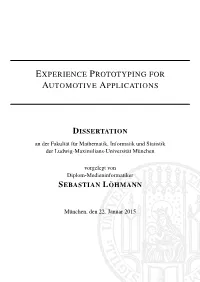 Experience Prototyping for Automotive Applications