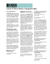 Lesson 4–How to Read a Topographic Map