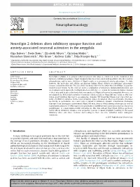 Neuroligin 2 Deletion Alters Inhibitory Synapse Function and Anxiety-Associated Neuronal Activation in the Amygdala