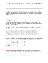 Preference Schedule, Plurality, Condorcet Criterion, Instant Runoff Voting